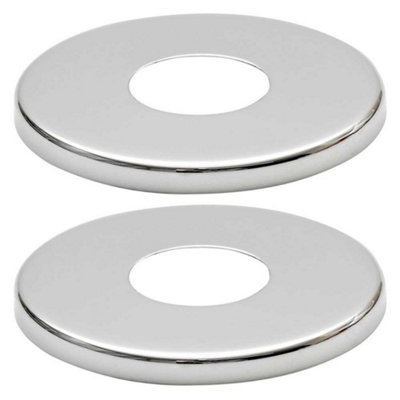 2 x 21mm G1/2 Chrome Tap Shower Pipe Cover High Collar Steel