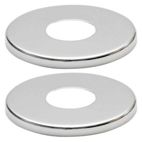 2 x 21mm G1/2 Chrome Tap Shower Pipe Cover High Collar Steel