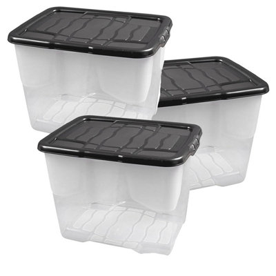 2 x 24 Litres Clear Transparent Base Curve Storage Containers With ...
