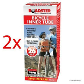 2 X 26" Bike Tyre Inner Tube Bicycle Dunlop Valve 1.75"- 2.125" Mountain Bike