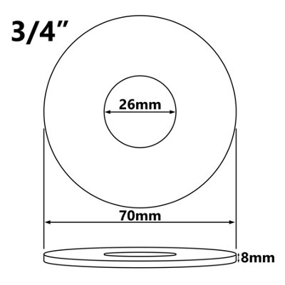2 x 26mm G3/4 Chrome Tap Shower Pipe Cover High Collar Steel - 3