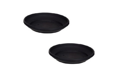 2 x 27cm Plant Pot Saucer Medium Venetian Black Colour Plastic Plant Saucer Dish