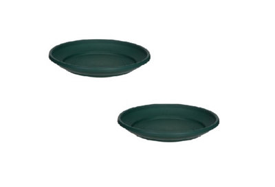 2 x 27cm Plant Pot Saucer Medium Venetian Green Colour Plastic Plant Saucer Dish