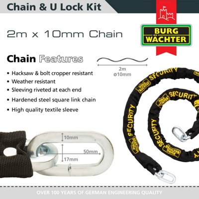 2 x 2M HEAVY DUTY CHAIN AND 2 U-LOCK - 4
