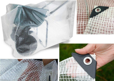 2 x 3 m Heavy-Duty Tarpaulin Cover - Clear 100GSM - Waterproof - 3