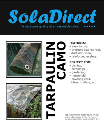 2 x 3 m Tarpaulin Cover - Camo 85GSM - Waterproof