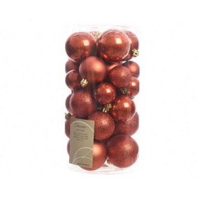 2 x 30 Autumn Red Christmas Tree Baubles