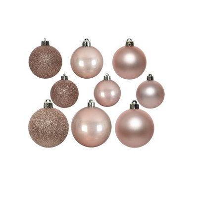 2 x 30 Blush Pink Christmas Tree Baubles DIY at B&Q
