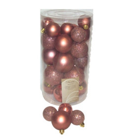 2 x 30 Marble Pink Christmas Tree Baubles