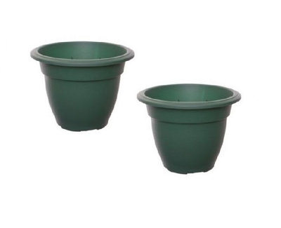2 x 30cm Round Bell Planter Green DIY at B&Q