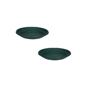 2 x 32cm Plant Pot Saucer Large Venetian Green Colour Plastic Plant Saucer Dish