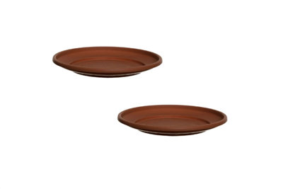 2 x 32cm Plant Pot Saucer Large Terracotta Colour Plastic