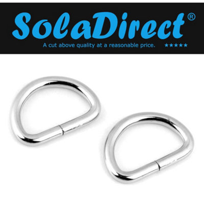 2 x 35 mm D Rings Buckles for Webbing Strap, Metal, Silver