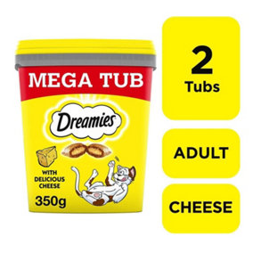 2 x 350g Dreamies Adult Cat Treats Mega Tubs Cheese Cat Biscuits 700g
