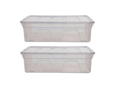 2 x 36cm Storage Box Spacemaster Mini Clear Plastic Stackable Home Storage DIY Craft Box