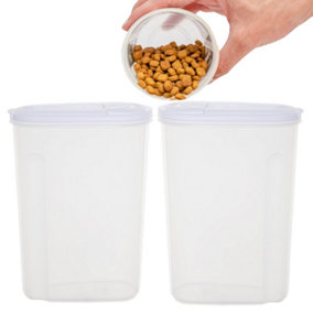 2 x 3L Airtight Kitchen Cereal Storage Containers For Dry Food, Pasta & Rice With Lids