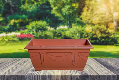 2 x 40cm Small Plastic Venetian Window Box Trough Planter Pot Terracotta Colour