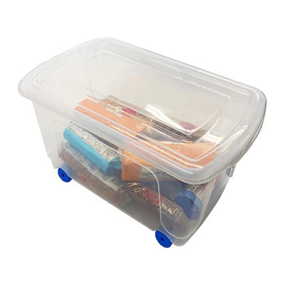 2 X 45 LITRE STRONG PLASTIC STORAGE BOXES FOR HOME, OFFICE & SCHOOLS ...