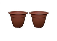 2 x 45cm Terracotta Colour Round Bell Plant Pot Flower Planter Plastic