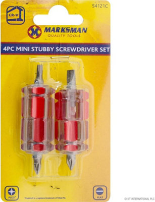 2 X 4pc Mini Stubby Screwdriver Kit Flat Slotted Head Pozi Diy Drive Hand Tool