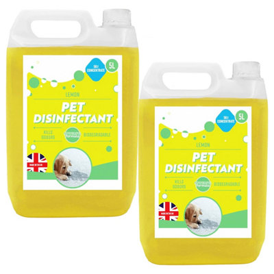 2 x 5 Litre Pet Disinfectant Fresh Lemon Breaks Down Odours Including Sweat, Urine & Faeces