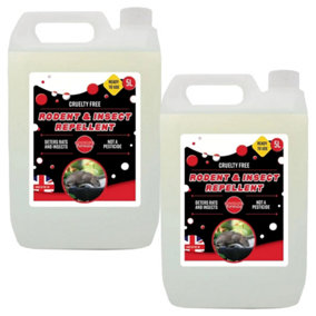 2 x 5 Litre Rodent & Insect Repellent Ready to Use Protective Rodent Repeller for Home, Garden & Office
