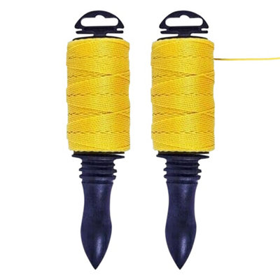 2 X 50m Builders Line Rope String Building Bricklaying Brick Handle Measuring