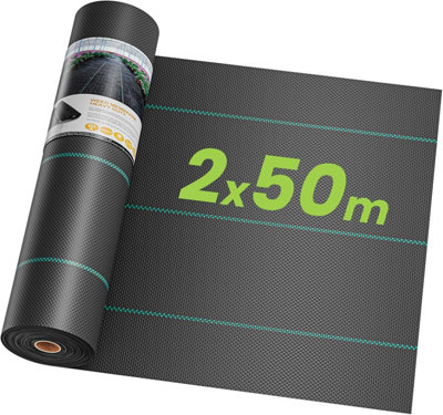 2 x 50M Premium Garden Weed Barrier Fabric Landscape Fabric, Durable & Heavy-Duty Weed Block, Easy Setup & Superior Weed Control