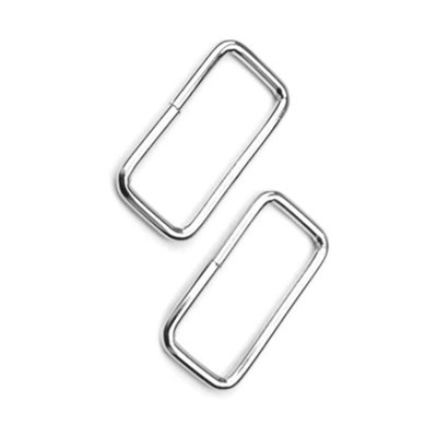 2 x 55 mm Rectangle Loops Buckles for Webbing Strap, Metal, Silver