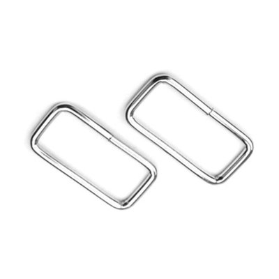 2 x 55 mm Rectangle Loops Buckles for Webbing Strap, Metal, Silver