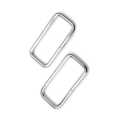 2 x 55 mm Rectangle Loops Buckles for Webbing Strap, Metal, Silver
