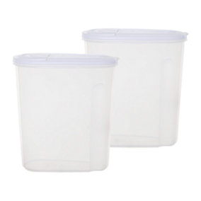 2 x 5L Airtight Kitchen Cereal Storage Containers For Dry Food, Pasta & Rice With Lids