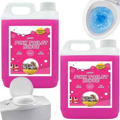 2 x 5L Pink Toilet Rinse Disinfectant Bottles For Caravans, Motorhome & Portable Toilets