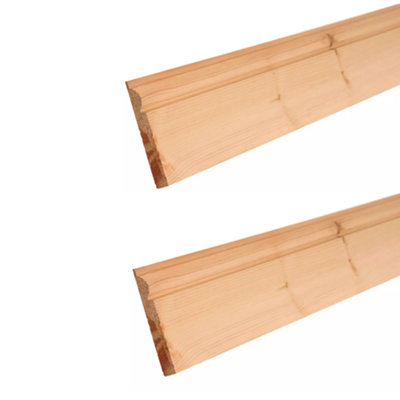 2 x 6" Torus Pine Wood Ogee Timber Skirting Board - 1 Meter Length total 2 Meters