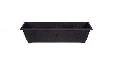 2 x 60cm Slim Plastic Venetian Window Box Trough Planter Pot Black Colour