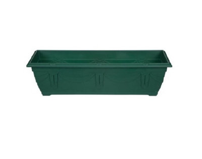 2 x 60cm Slim Plastic Venetian Window Box Trough Planter Pot Green Colour