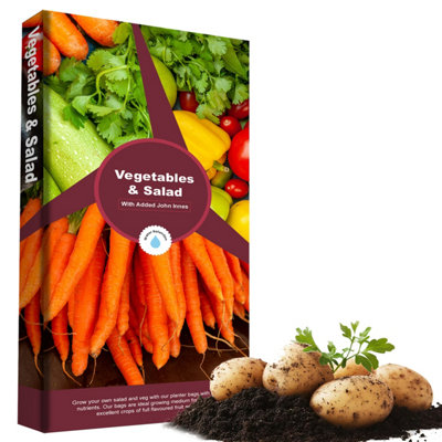 2 x 60L Salad & Vegetables Grower Bag Great For Home Growing With Balanced Nutrients & Water Retention