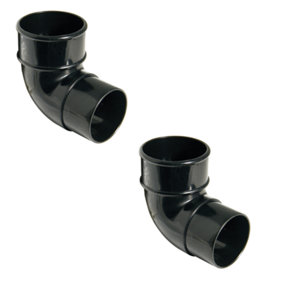2 x 68mm Black Round Downpipe Elbow Bend 90 Degrees drb2