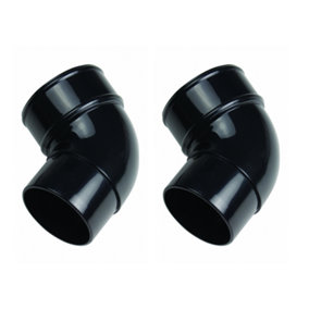 2 x 68mm Black Round Downpipe Offset Elbow Bend 112 Degree drb3