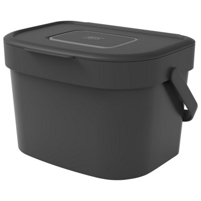 2 x Mountable 6 Litre Food Waste Kitchen Compost Caddy With Handle & Built In Carbon Filter