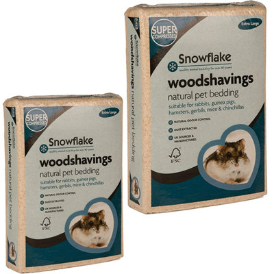 2 x 7.5KG Animal Pet Bedding Wood Shavings With Odour Control Dust Extracted Ideal For Small Animals