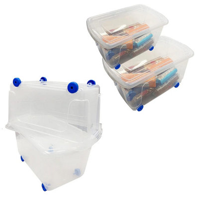 2 x 70 Litre Strong Plastic Storage Boxes For Home, Office & Schools ...