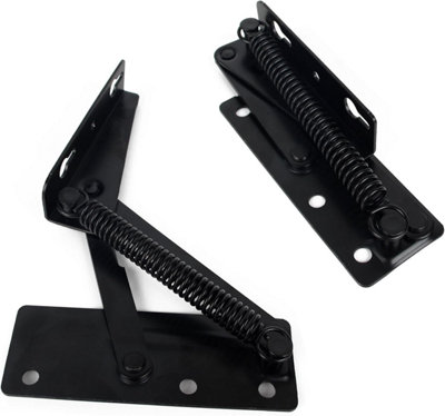 2 X 80 degree folding lift supports, black spring hinges, bench lift ...
