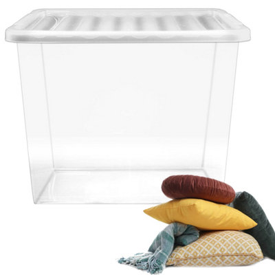2 x 80L Strong Clear Multipurpose Transparent Storage Container ...