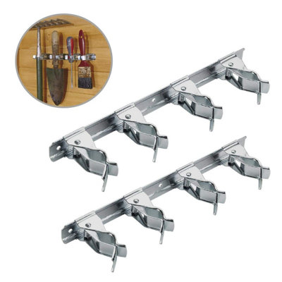 2 x Adjustable Spring Loaded 28cm Tool Clip Bars Storage for Garden ...