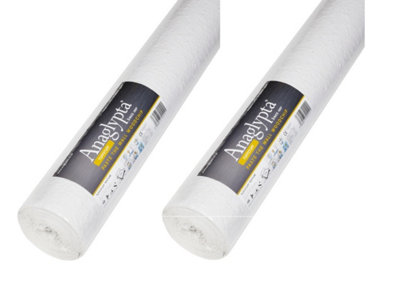 2 x Anaglypta Woodchip Paintable Wallpaper Tuffstuff Paste The Wall 10M