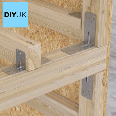 2 x Angle Brackets 70 x 70 x 55mm Corner Metal L Plate HEAVY DUTY 2.5mm Steel for Wood Fence Timber Sleeper - 5