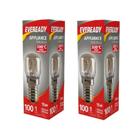 2 x Appliance Oven Bulb 15W Warm White Eveready 100 Lumens 240V Heat Resistant