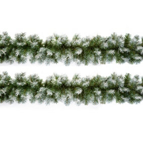 2 x Artificial Christmas Garland Snow Tipped Green Garland Premier Decor 2.7M