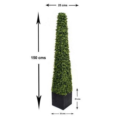2 x Artificial Premium Quality Topiary Boxwood Pyramid Trees in Black ...